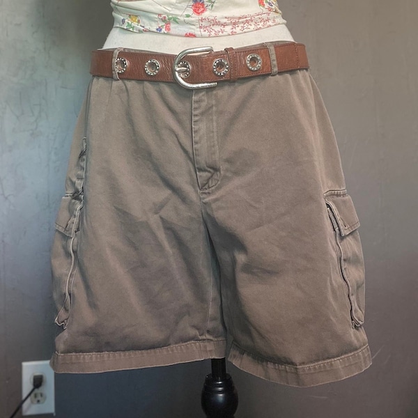 1990's Brown Cargo Shorts from LAUREN by Ralph Lauren size 14