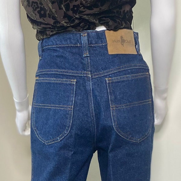 Vintage 1970’s High Waist Tapered Leg Dark Wash Jeans By Hunts Club Size 4/6