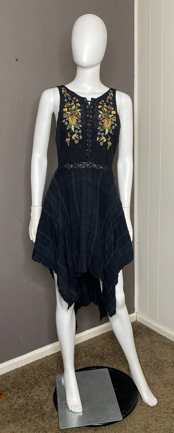 Y2K Vintage Black Bohemian Corset Dress from Free 