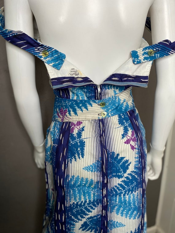 1950’s Blue  Tropical Fern Print Party Dress by M… - image 5