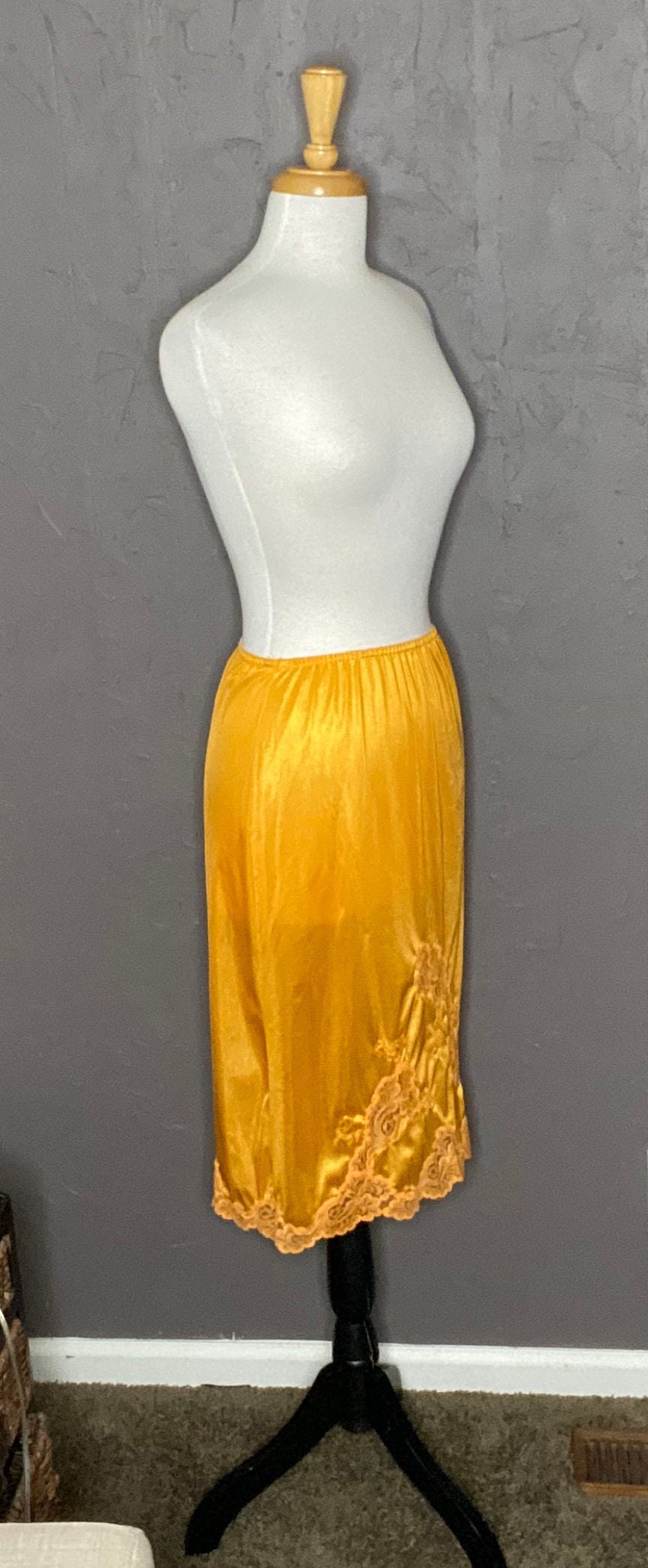 Hand Dyed Slip Skirt With Lace in Sunny Orange Size Medium - Etsy