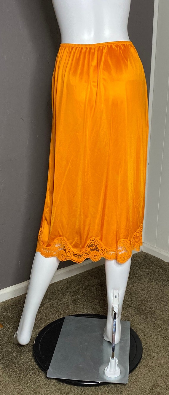 Vintage 1970's Orange Hand Dyed Midi Slip Skirt b… - image 4