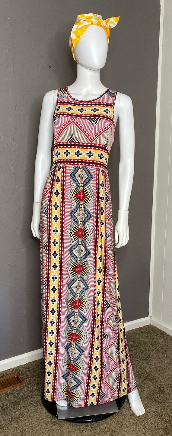 1990's Tribal Print Maxi dress size L/XL