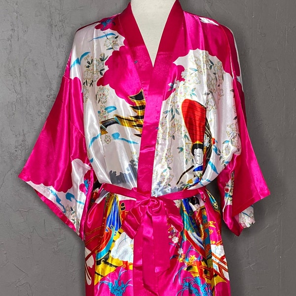 Kimono Agent Provocateur Rouge Fuchsia Novah - Taille M/L - Soie Et Dentelle - Neuf