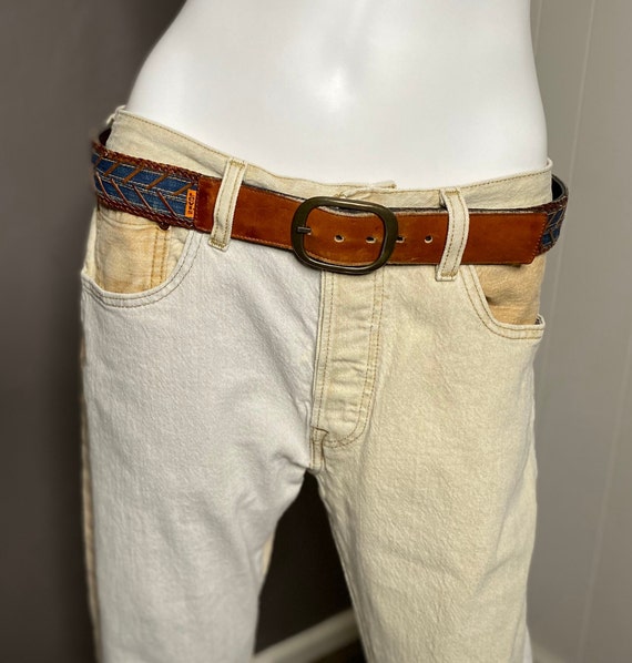 RARE Vintage 1970’s Levi’s Denim and Leather Belt… - image 2