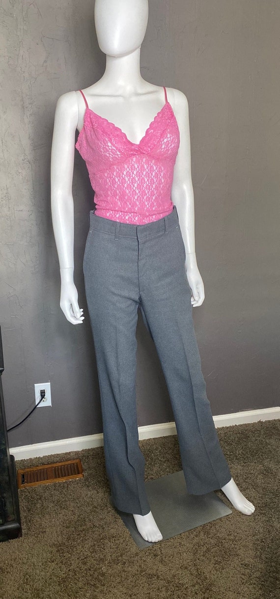 Vintage 1970s Gray High Waist Flares size 28W 34L 