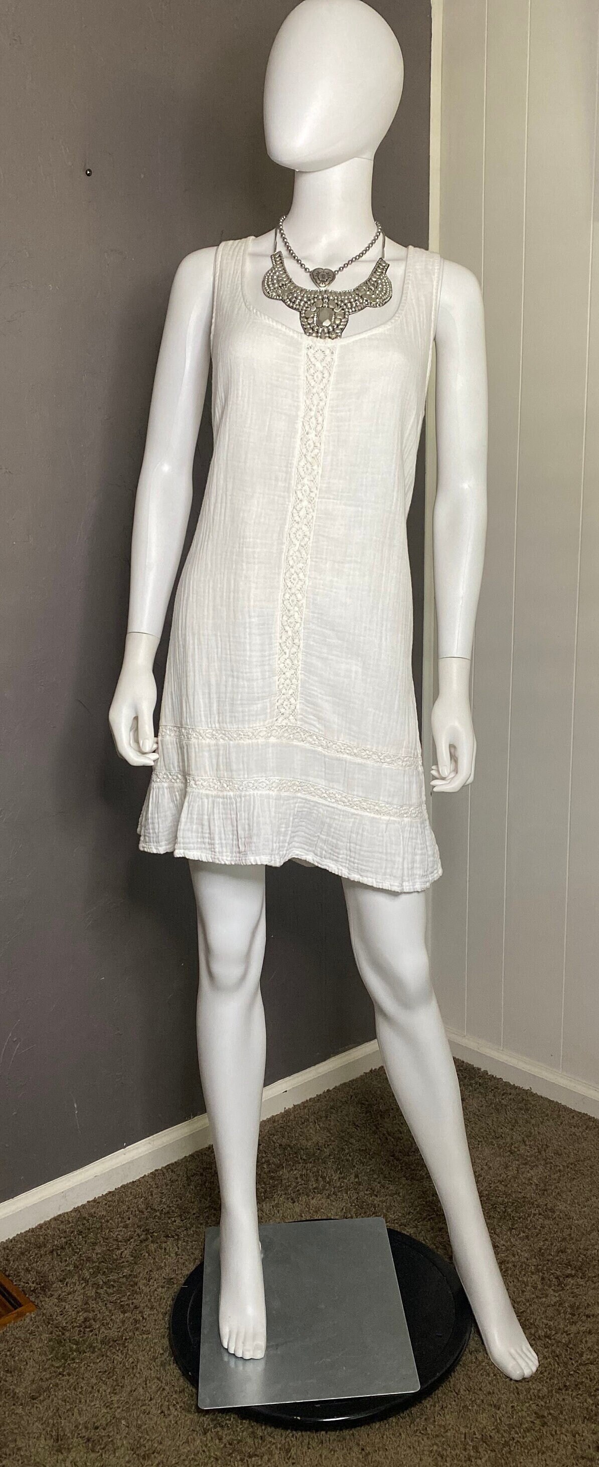 White Cotton Gauze Tank Dress by Michael Stars Size Large New With Tag Etsy UK