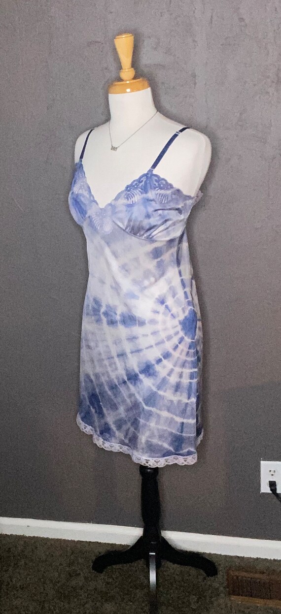 Hand Dyed Blue and White Slip Dress Tie Dyed Blue… - image 10