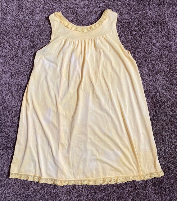 1960's Baby Doll Nightie Hand Dyed Canary Yellow … - image 6
