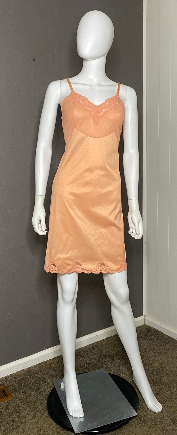 1950’s Peach Slip Dress by Penny’s Hand Dyed Slip 