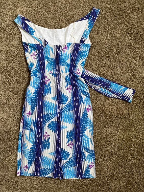1950’s Blue  Tropical Fern Print Party Dress by M… - image 7