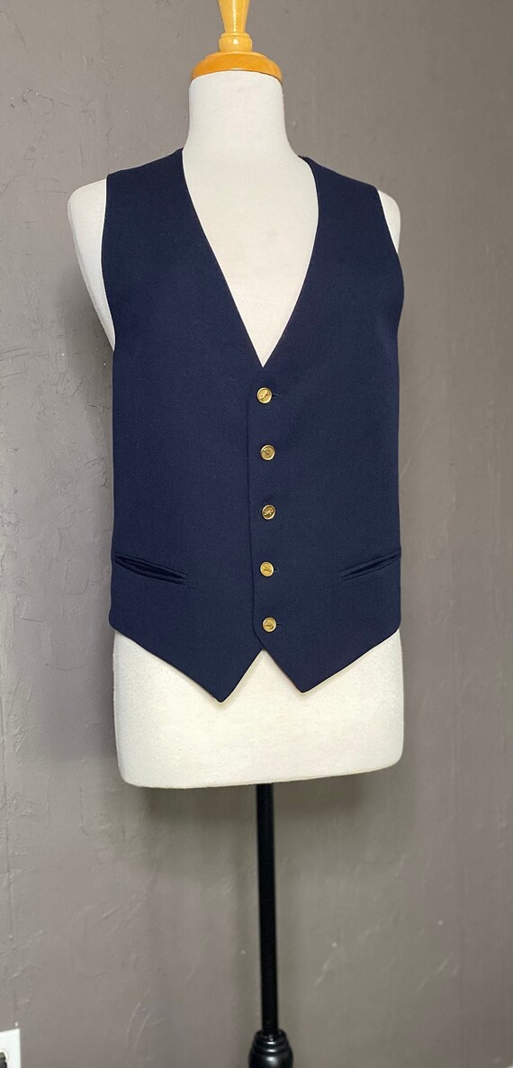 1970’s-80’s Blue Wool Vest with Gold buttons by YS