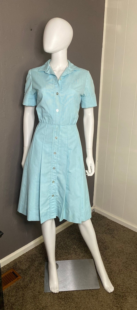 Vintage 1960s Mint Green Seersucker Dress Handmade