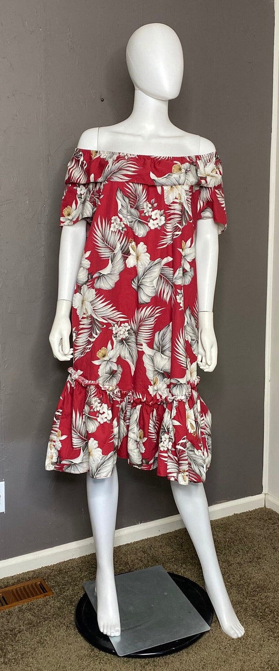 1980's Red Hawaiian MuMu Dress from Aloha M'oi siz
