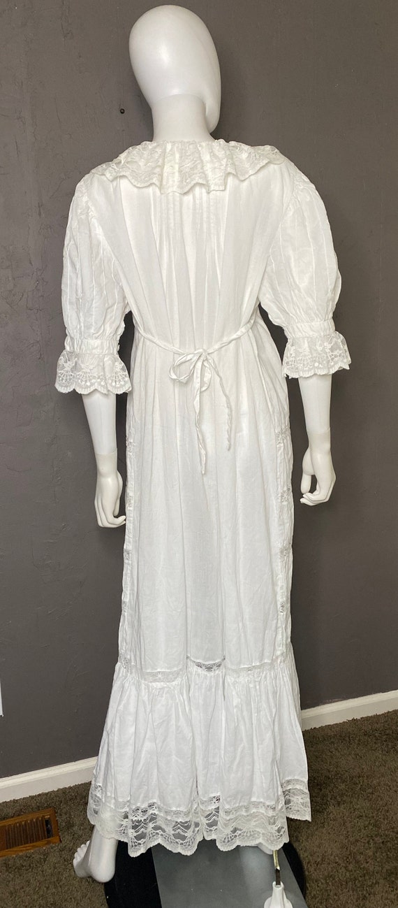 1990's Edwardian Style White Cotton Day Dress by … - image 7