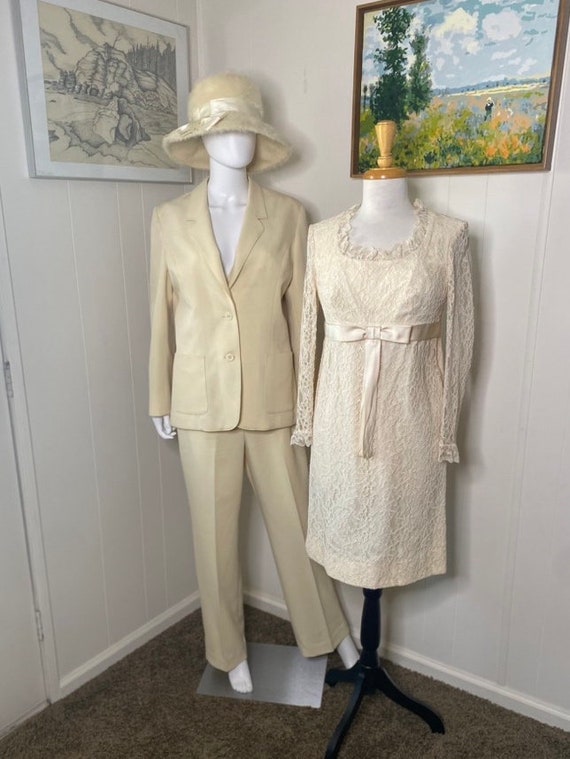 60s-70s Pale Yellow Partners 3 Piece Suit Unisex … - image 2