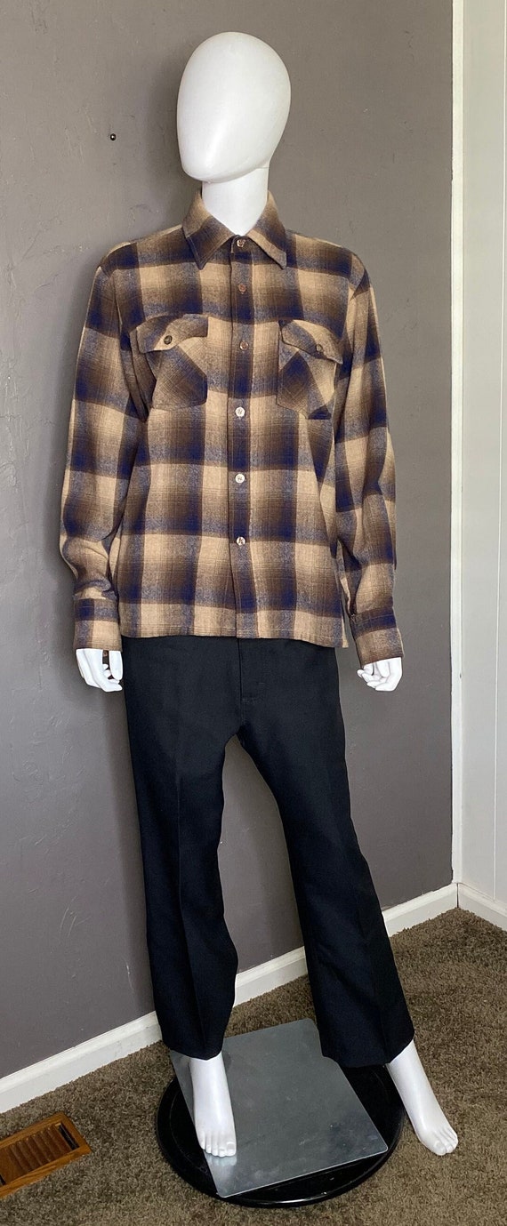 Vintage 70’s Brown Plaid Flannel Shirt by Wool ‘O 