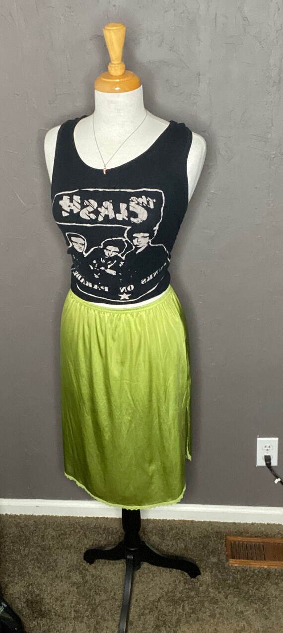 1970's Hand Dyed Green Apple Slip Skirt Size Mediu