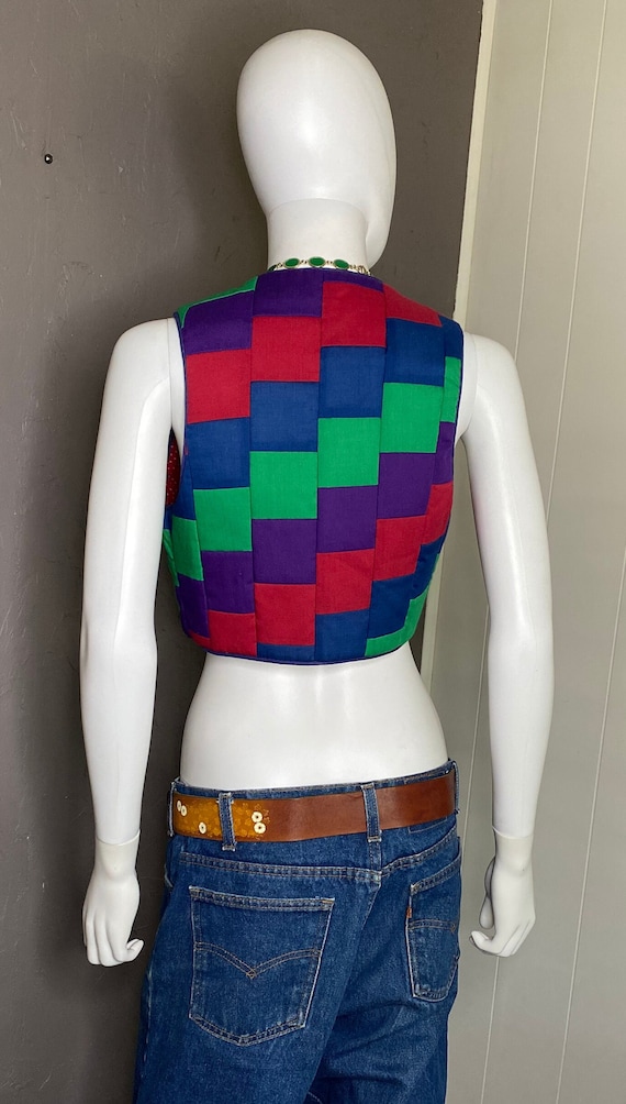 Vintage 1980’s Quilted Patchwork Vest Handmade Re… - image 5