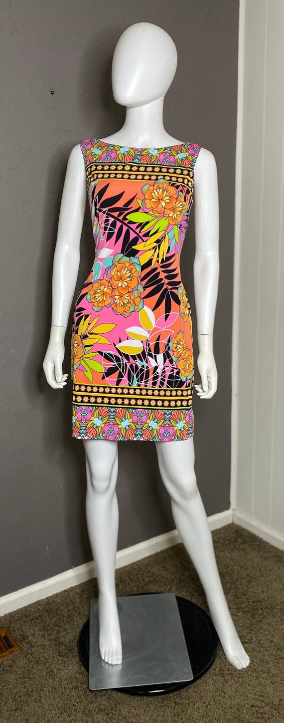 1990’s Day Glo Tropical Print Dress from Cachè siz