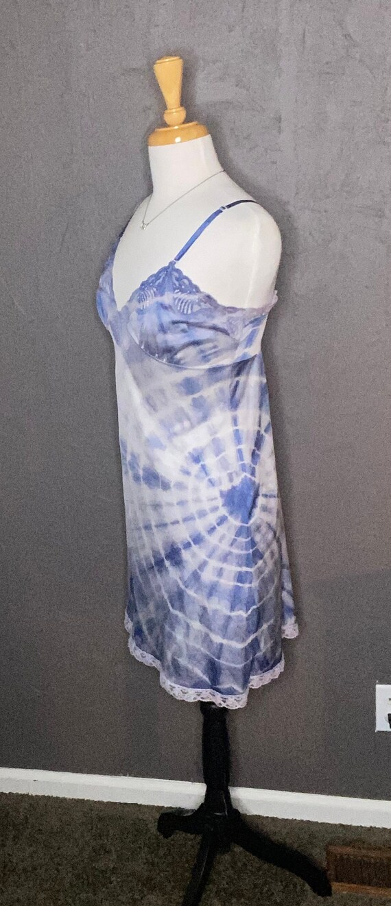 Hand Dyed Blue and White Slip Dress Tie Dyed Blue… - image 9