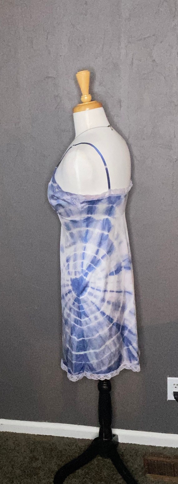 Hand Dyed Blue and White Slip Dress Tie Dyed Blue… - image 7