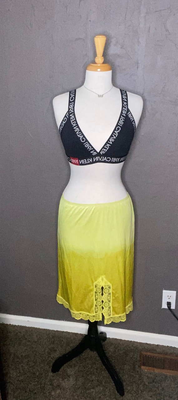 Hand Dyed Neon Yellow+ Chartreuse Slip Skirt size 