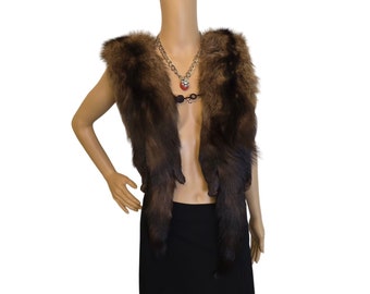 Vintage Sable Mink Tippet Stole Shawl Collar Wrap Stole Bufanda Real Fur 2 Full Pelts 37" de largo de punta a cola
