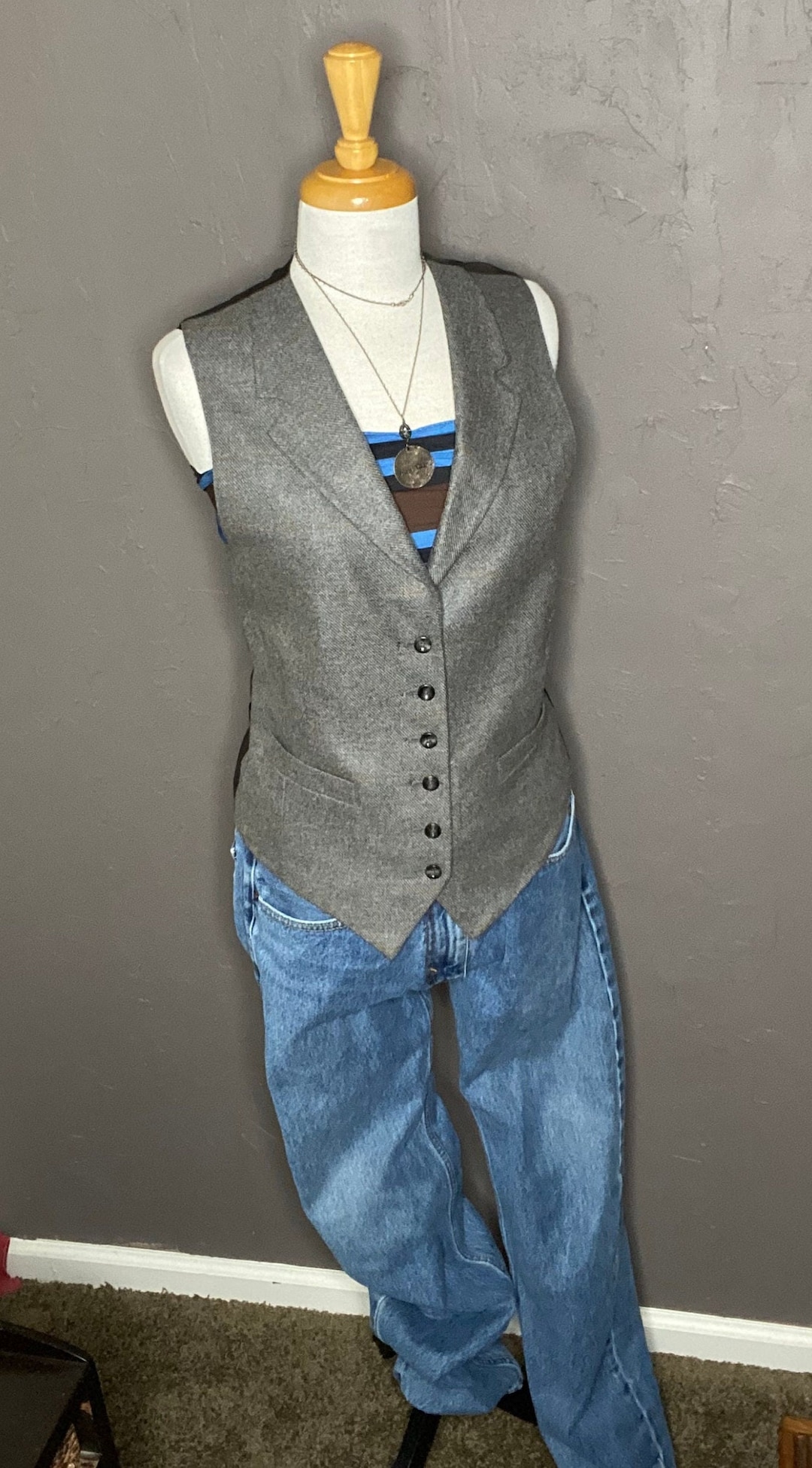 Gray Cashmere Waistcoat Size M L Nordstrom Vintage 90s Waistcoat 100 CASHMERE Mens Vest Size