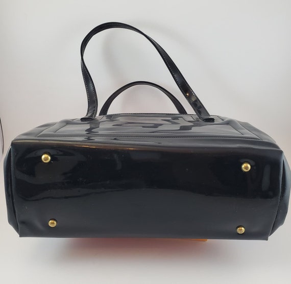 60s Black Purse 3 Compartment Handle Bag Shoulder… - image 4