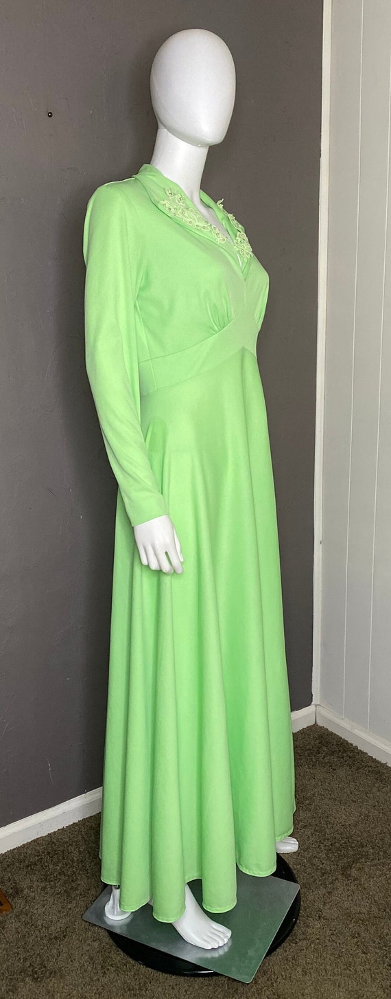 1960’s Lime Green Maxi Dress with Embroidered Lac… - image 6