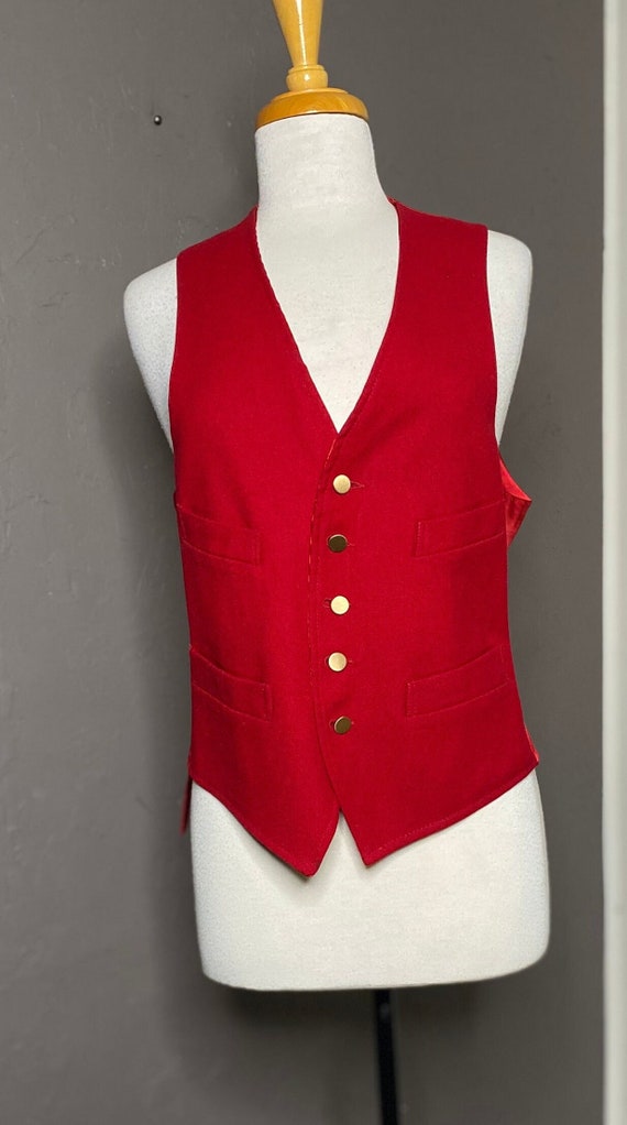 Vintage 1980’s Red Wool and Silk Satin Waistcoat b