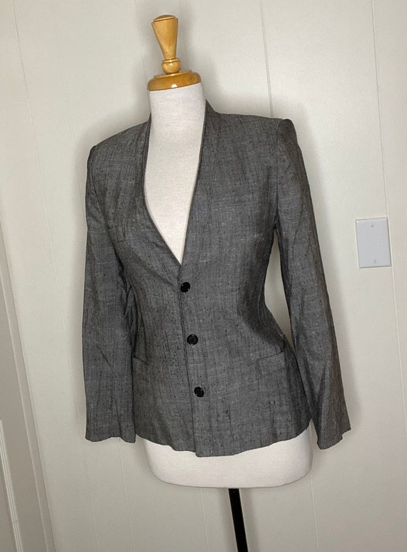 1980s Women's Bert Newman Gray 3 Button Blazer Siz