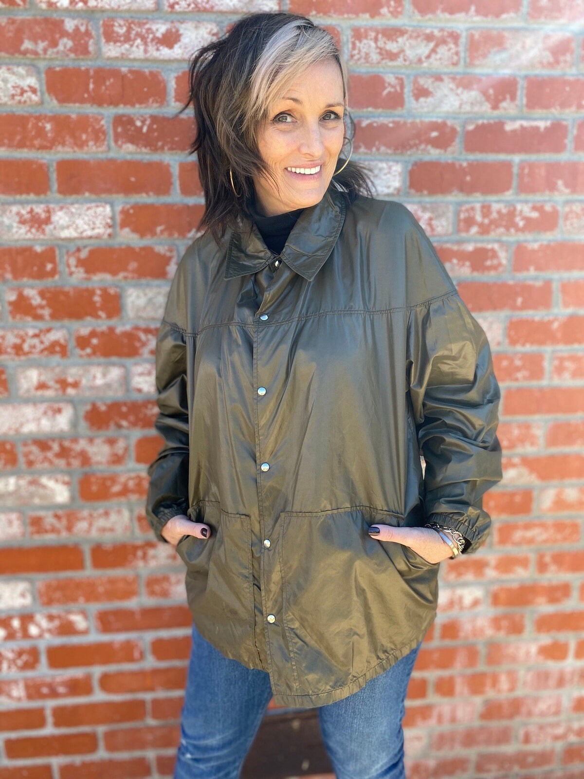 TOLTEC sky green - unisex oversize nylon raincoat
