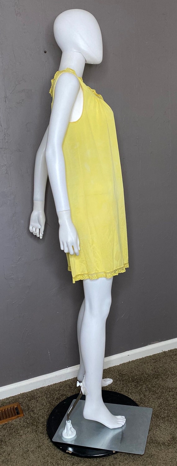 1960's Baby Doll Nightie Hand Dyed Canary Yellow … - image 3