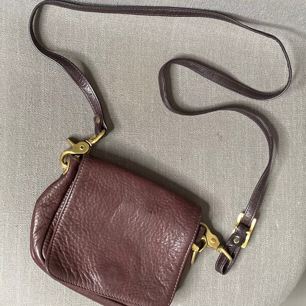 1990’s Luxe Dark Brown Pebbled Leather Mini Crossbody from Libaire