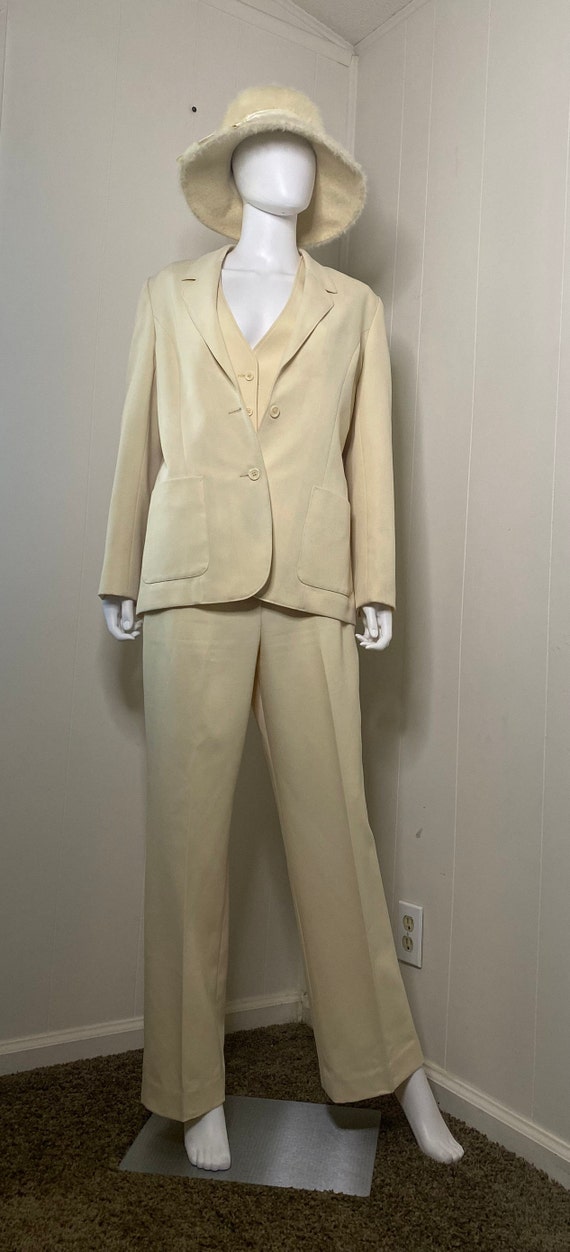 60s-70s Pale Yellow Partners 3 Piece Suit Unisex … - image 7