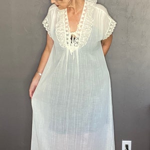 1960s Christian Dior Edwardian Nightgown Vintage 60s Dior Long Edwardian Sleep Dress image 2