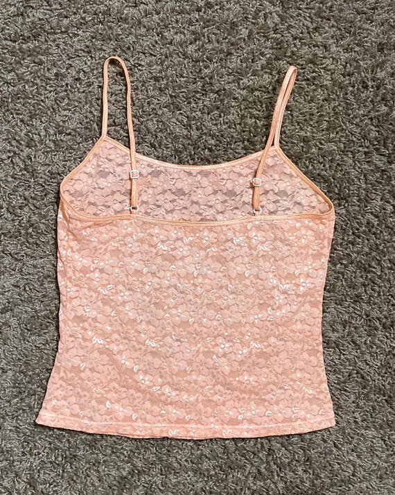 Hand Dyed Peach Stretch Lace Camisole size S/M - image 7