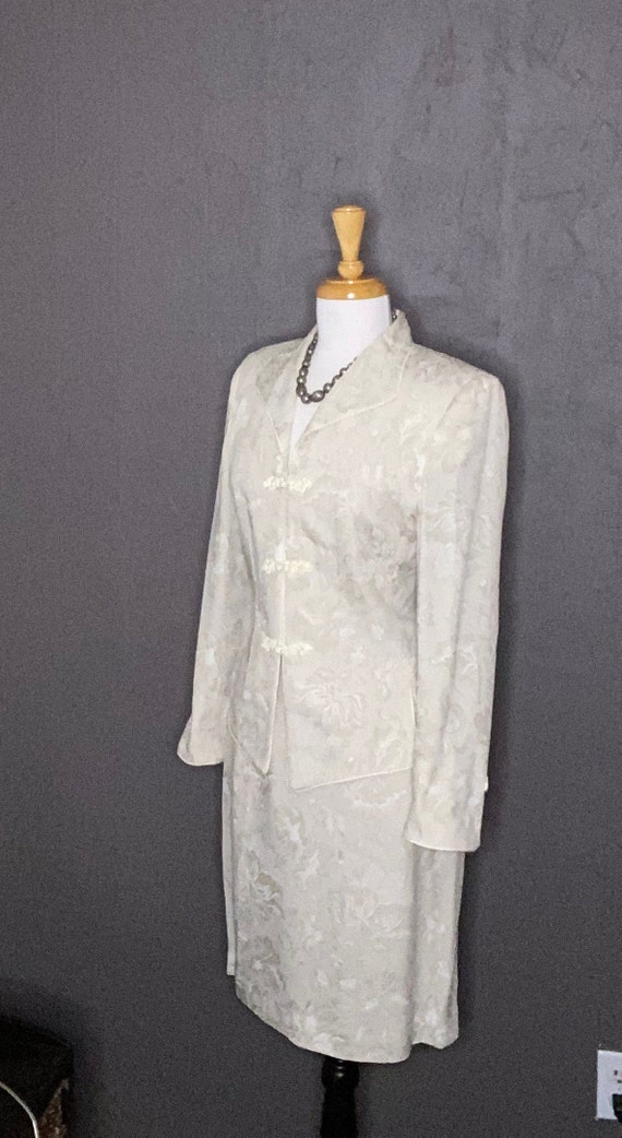 Mary McFadden 1990s Brocade Skirt Suit Mandarin C… - image 4