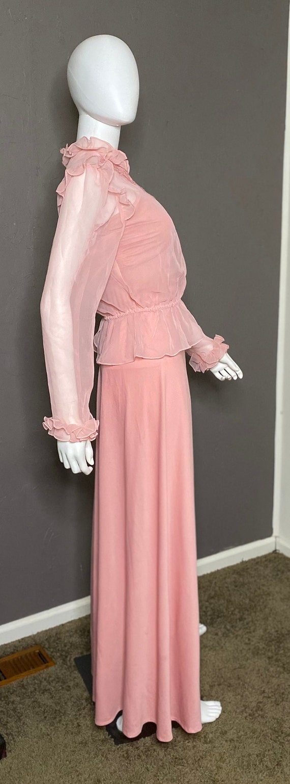 1970s Victorian Hippie Ballerina Pink Dress Set B… - image 3