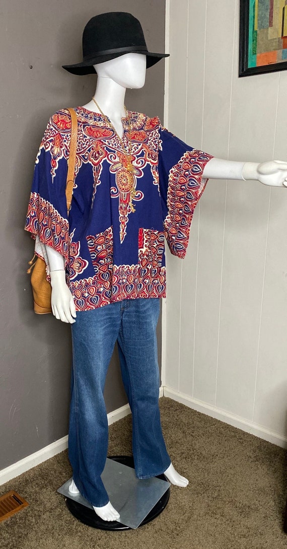 1970's Dashiki Shirt with Angel Sleeves size M/L