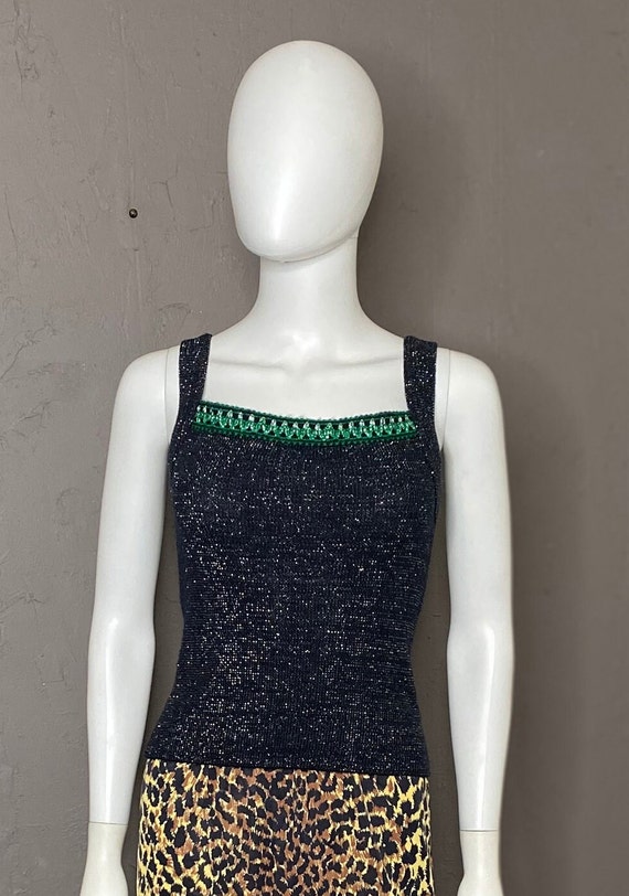 1960’s Sparkly Black Knit Sleeveless Sweater from… - image 3
