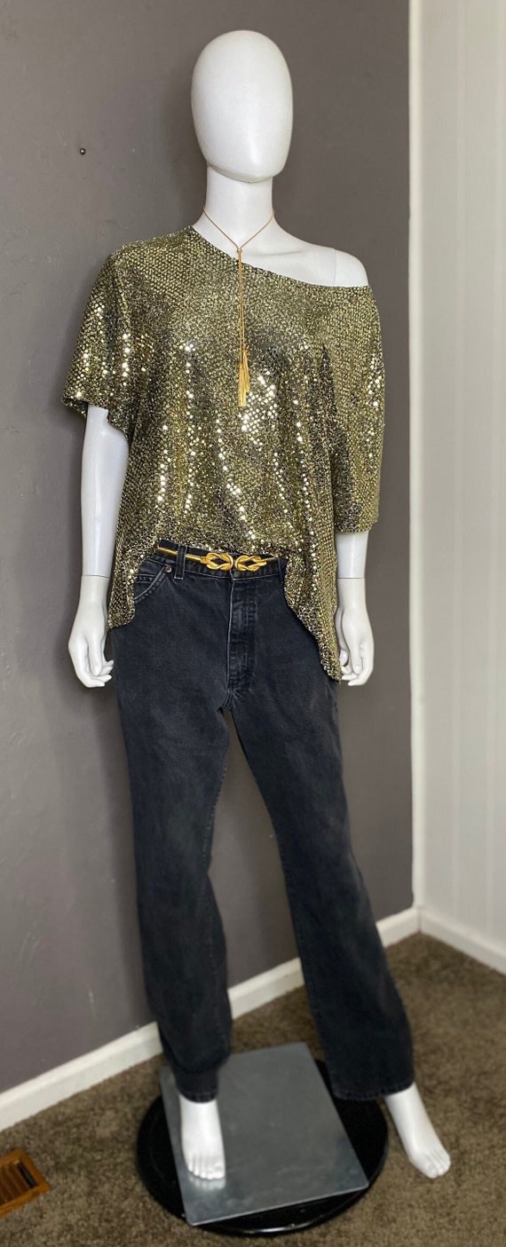 1990’s Gold Dot Sequin Top by Notations size 1X Ga