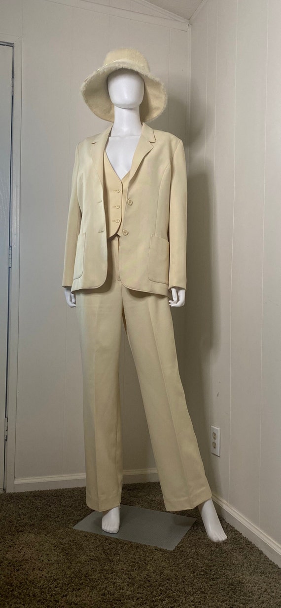 60s-70s Pale Yellow Partners 3 Piece Suit Unisex … - image 4