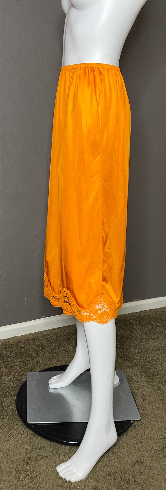 Vintage 1970's Orange Hand Dyed Midi Slip Skirt b… - image 2