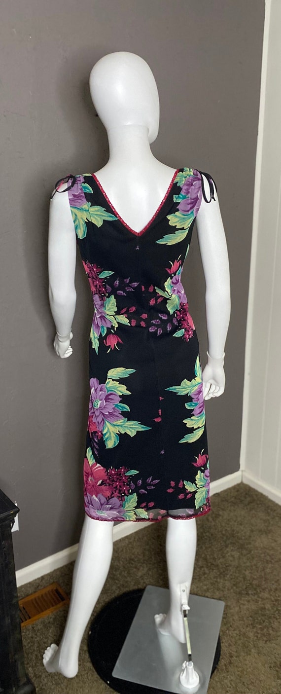 Vintage Moody Floral Mesh Dress size M/L Dark Flo… - image 5