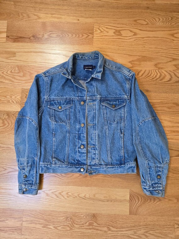 1990s Dirty Denim Jean Jacket Calvin Klein Size La