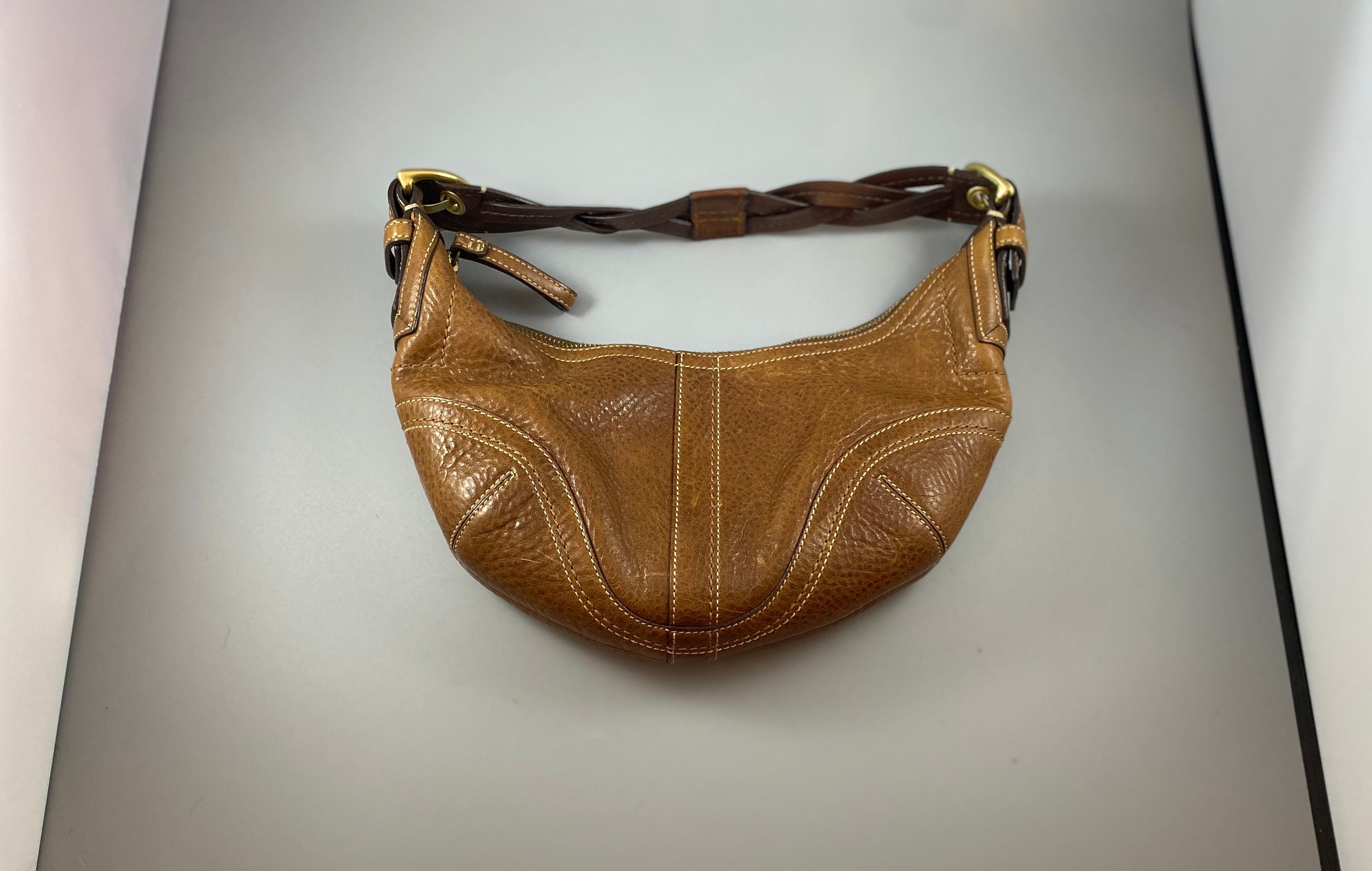 Vintage Coach hobo bag in whisky with braided strap
