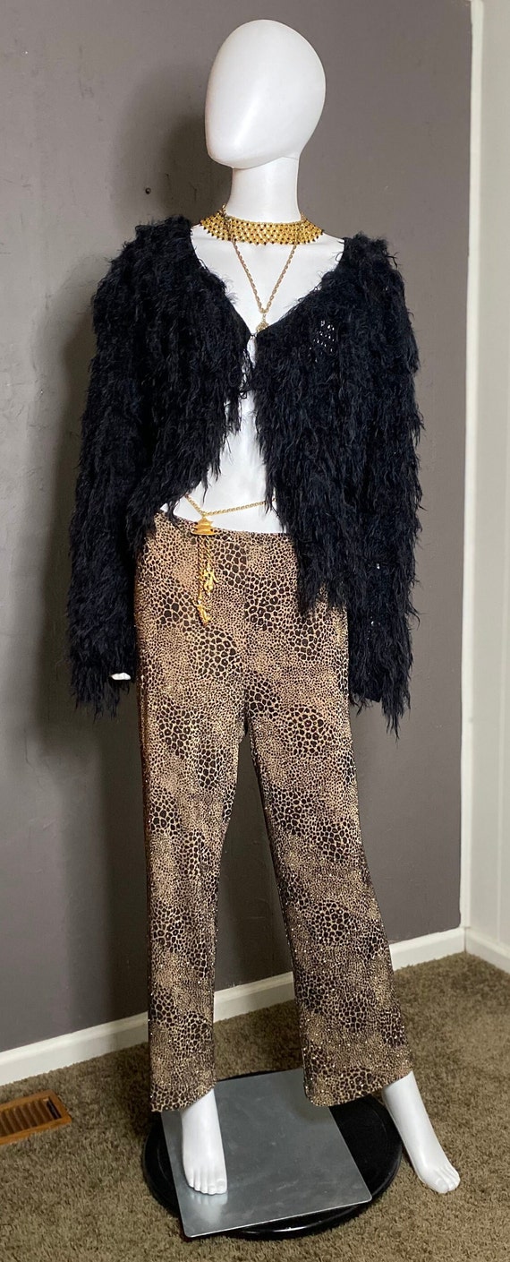 1990's Stretch Jersey Glittery Leopard Print Pants